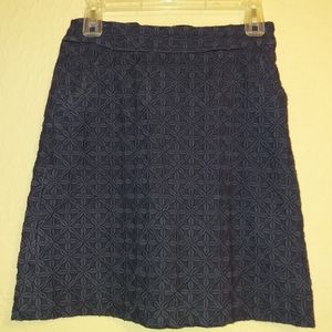 Banana Republic navy blue embroidered A line skirt 0
